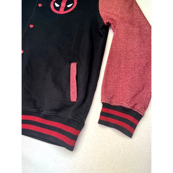 Marvel Deadpool XL Varsity Jacket Black & Red Cotton Blend - Picture 6 of 7